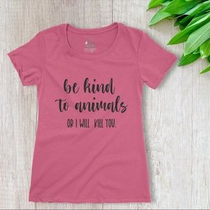 NEW Womens Black Pink Gray White Be Kind To Animals Dog Funny T Shirt Gift Soft